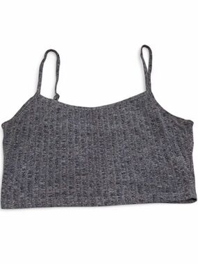 SHEIN Dark Gray Ribbed Cropped Cami Tank Top